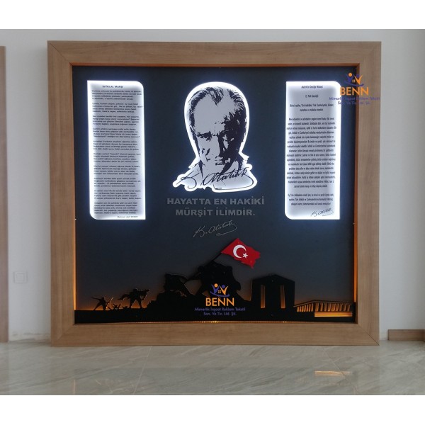 Atatürk Köşesi Ahşap CNC 240x210 cm Işıklı